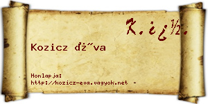 Kozicz Éva névjegykártya